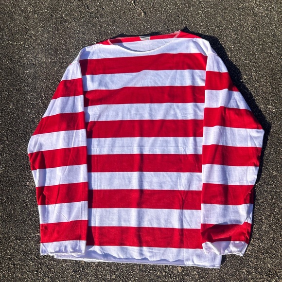 Red and White Striped Men's Shirt - Picture 1 of 5